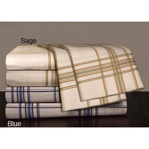 Quilted Cotton Sheets for a Warm and Inviting BedEgyptian Cotton 300 Thread Count Plaid Print Sheet Set