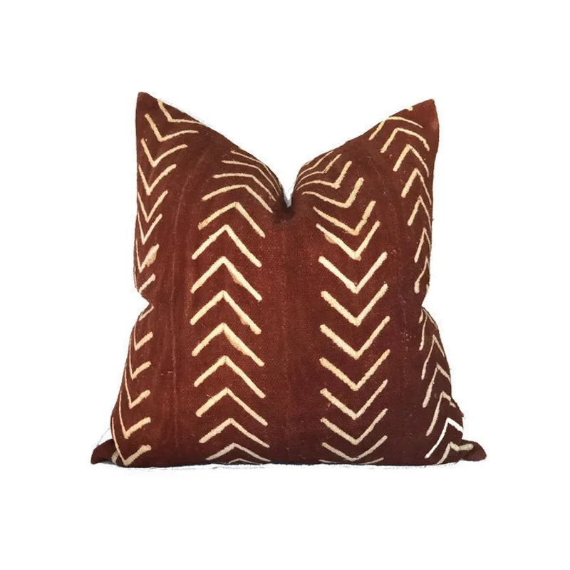 Down Alternative Pillows for Ethical ChoicesChevron Print Mudcloth Pillow Cover in Copper