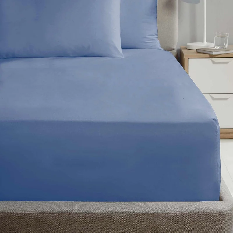 Moisture - Wicking Cotton Sheets for a Dry and Comfortable SleepPercale Fitted Sheet Blue