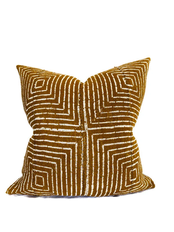 Silk Pillows for Smooth Skin and HairSquares Print Tribal Mudcloth Pillow Cover in Mustard