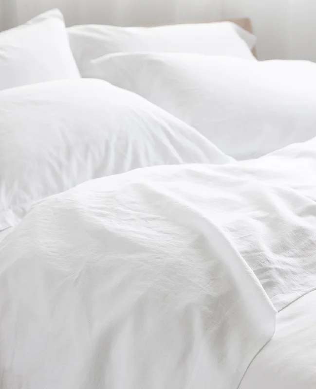 Flat Sheets with a High - Quality Finish for a Luxurious LookWashed 100% Linen White