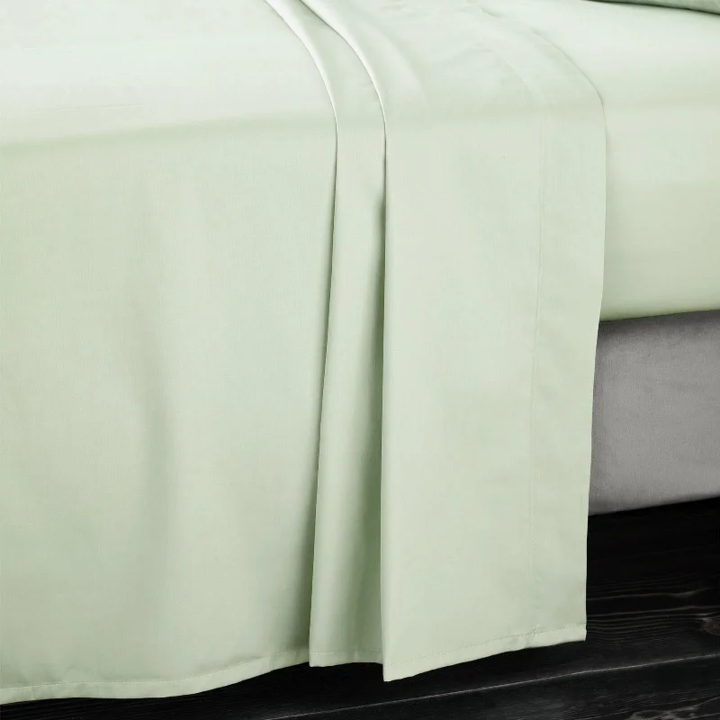 Twin - Size Sheet Sets with a Pillow Protector400TC Cotton Sateen Flat Sheet Green