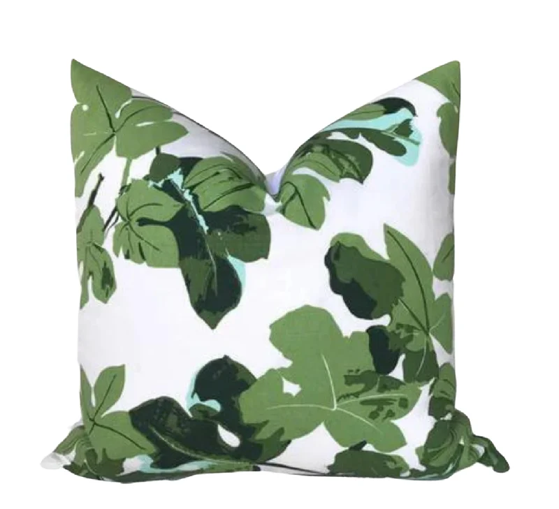 Plush Pillows for a Cozy BedPeter Dunham Outdoor Fig Leaf Pillow Cover in Original on White