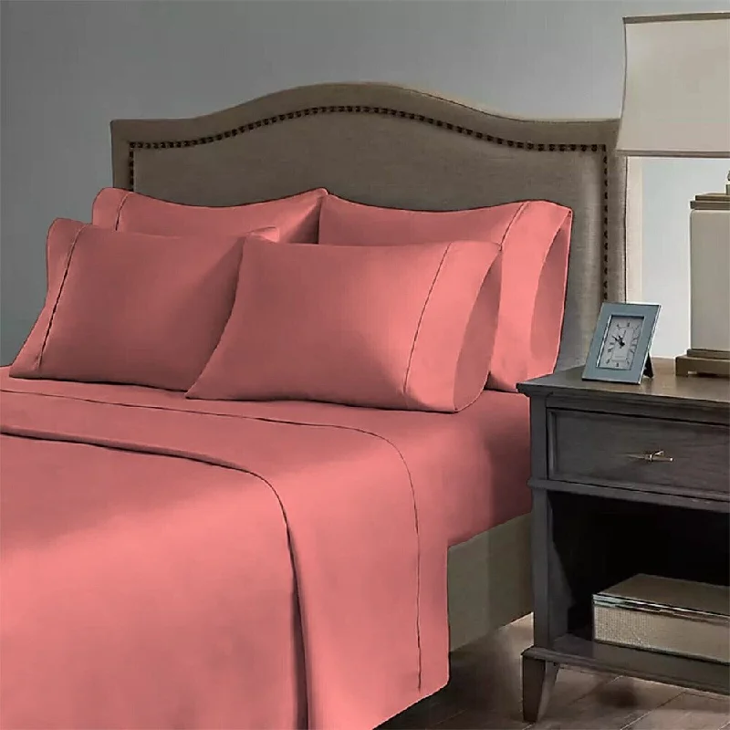 Wrinkle - Free Polyester Sheets for a Low - Maintenance Bed2200 Count 6 Pc Premium Bamboo Deep Pocket Twin Sheet Salmon