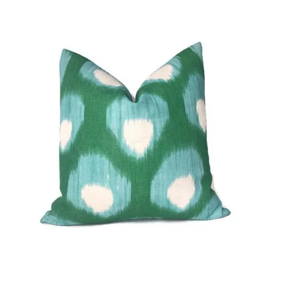 Velvet Pillows for a Touch of ElegancePeter Dunham Bukhara Outdoor Pillow Cover in Green/Blue