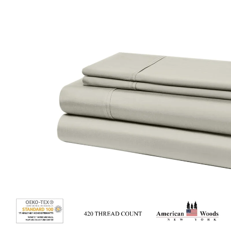 Flat Sheets with a High - Quality Finish for a Luxurious LookAMERICAN WOODS NEW YORK 420 Thread Count Cotton Sateen Sheet Set