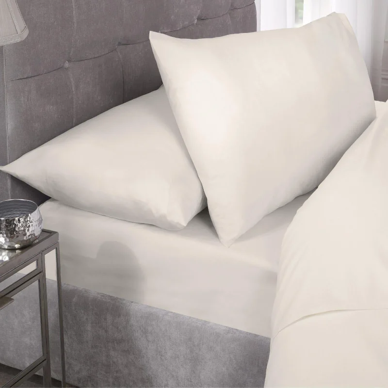 Quilted Cotton Sheets for a Warm and Inviting BedPercale 180 Thread Count Ivory 25cm Fitted Sheet