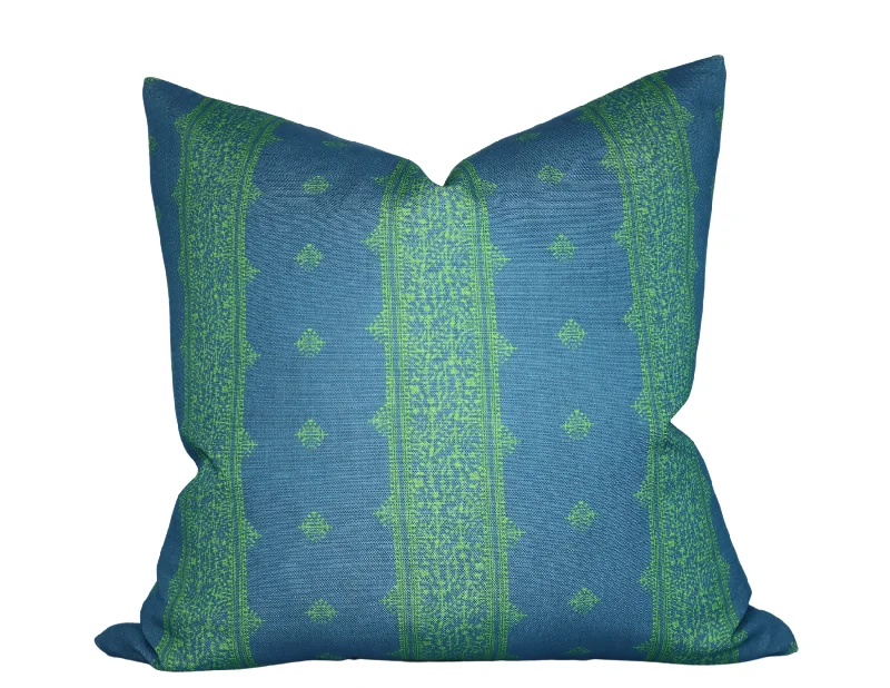 Silk Pillows for Smooth Skin and HairPeter Dunham Fez Pillow Cover in Green Indigo, Indoor Outdoor Pillow