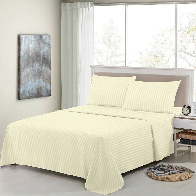 Flat Sheets with a High - Quality Finish for a Luxurious Look4 Piece Bed Sheets 1800 Count Egyptian Comfort Full Vanilla