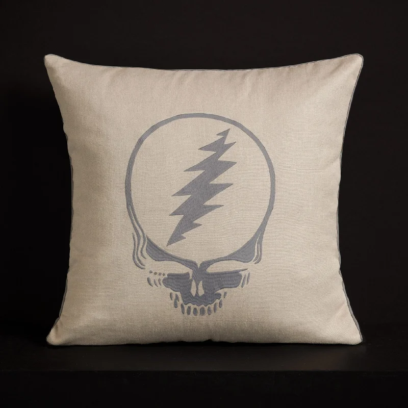 Plush Pillows for a Cozy BedGrateful Dead Throw Pillow with Piping - Natural/Grey