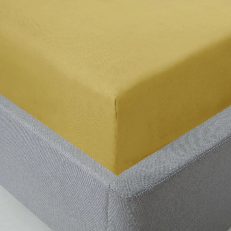 Wrinkle - Free Polyester Sheets for a Low - Maintenance BedLyla Microfibre Ochre Fitted Sheet