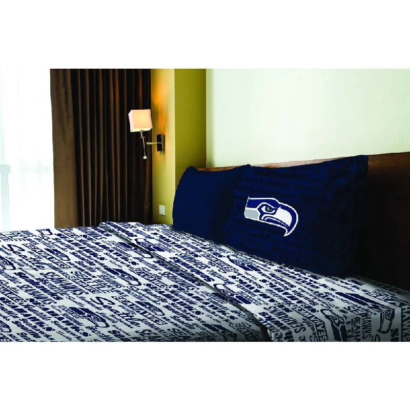 Wrinkle - Free Polyester Sheets for a Low - Maintenance BedNFL 820 Seahawks Anthem Twin Sheet Set