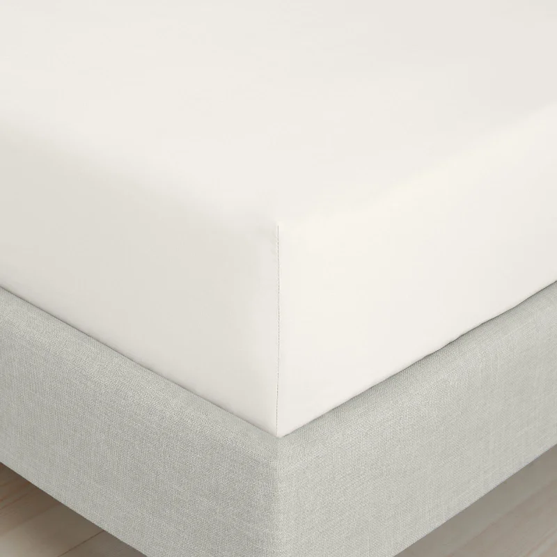 Rayon - Cotton Sheets for a Breathable and Soft Blend200TC Cotton Percale Fitted Sheet Cream