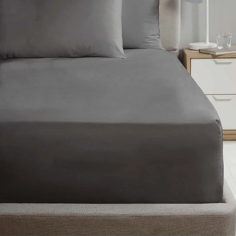 Linen - Cotton Blend Sheets for a Natural and Versatile OptionPercale Fitted Sheet Charcoal