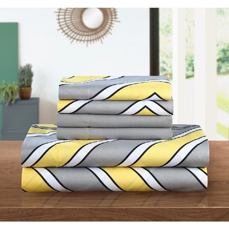 Fitted Sheets with Reinforced Corners for Long - Lasting UseChic Home 6-Piece Asher Sheet Set