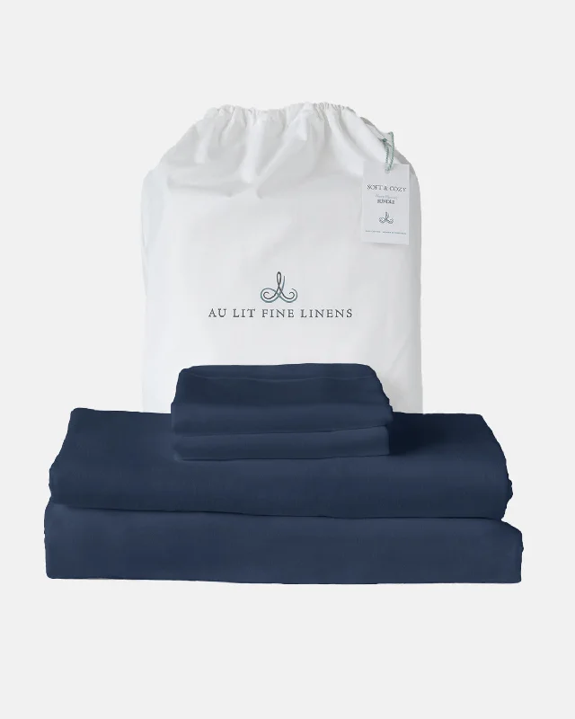 Rayon - Cotton Sheets for a Breathable and Soft BlendSoft & Cozy Flannel Bundle Navy