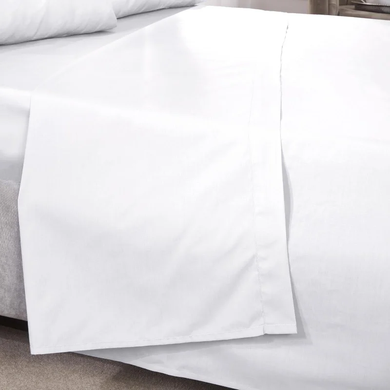 Wrinkle - Free Polyester Sheets for a Low - Maintenance BedPercale 180 Thread Count White Flat Sheet