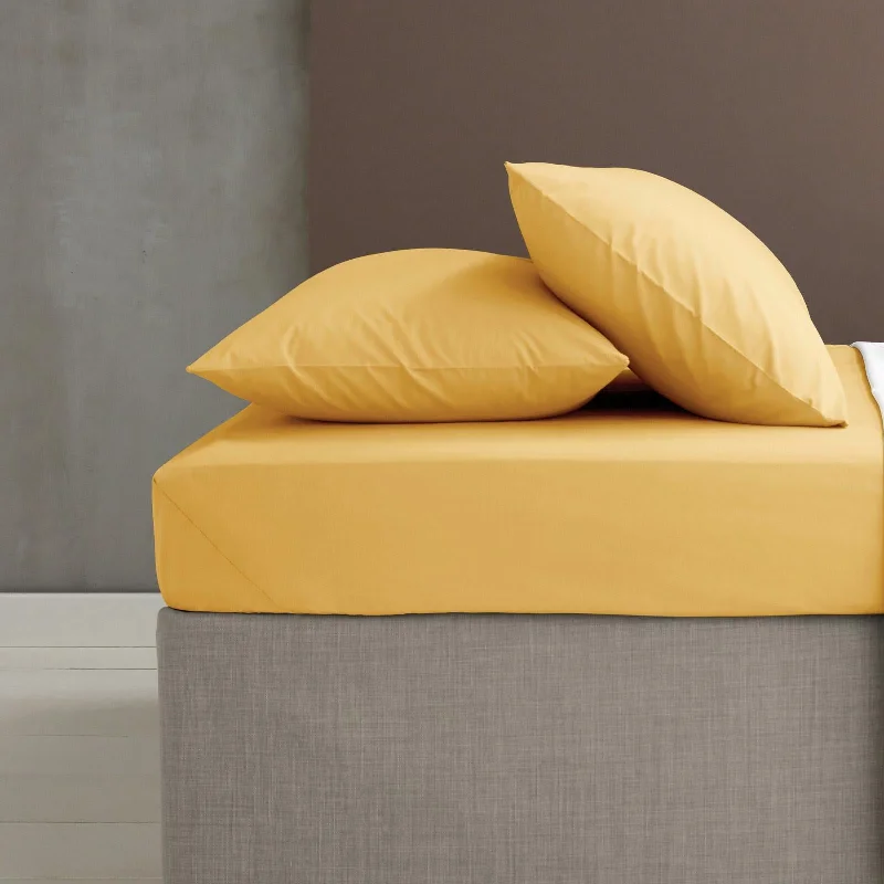 Linen - Cotton Blend Sheets for a Natural and Versatile OptionEasy-Iron Percale Fitted Sheet Ochre