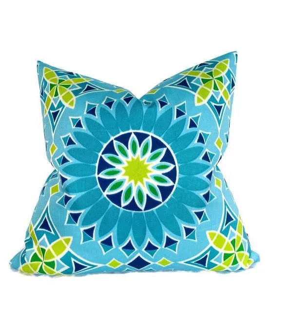 Silk Pillows for Smooth Skin and HairSchumacher Soleil Pillow Cover in Aqua Blue