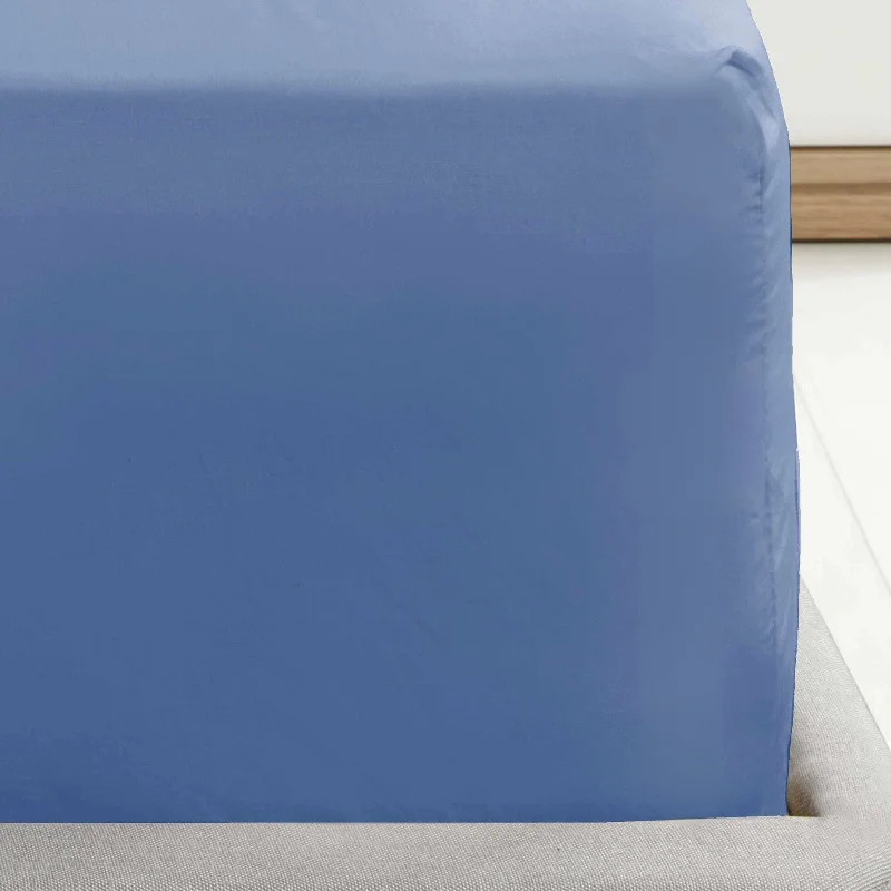 Polyester - Cotton Blend Sheets for Durability and ComfortPercale Extra Deep Fitted Sheet Blue