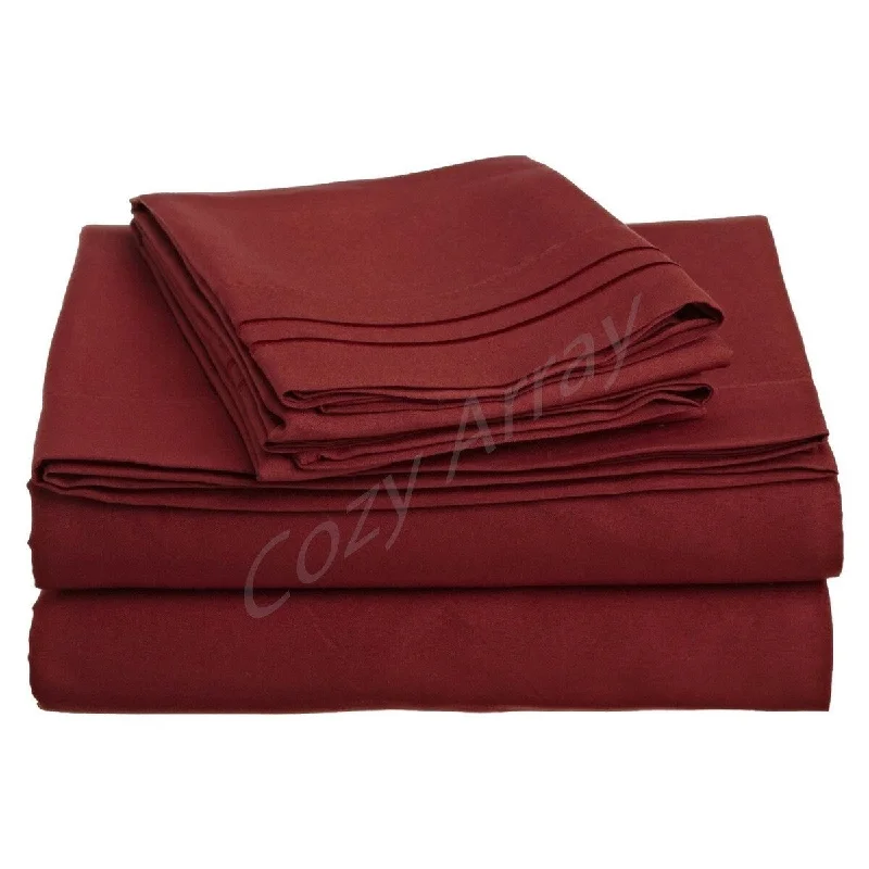 Anti - Pill Microfiber Sheets for a Smooth Appearance4 Piece 1600 Count Super Soft Sheet Set Full Red