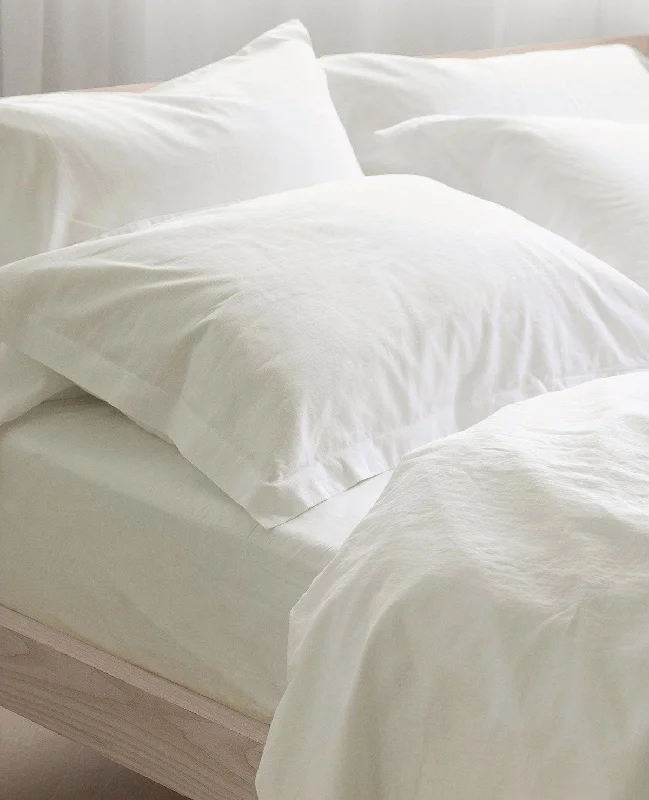 King - Size Sheet Sets with a Decorative Pillow SetWashed Linen/Cotton Milk