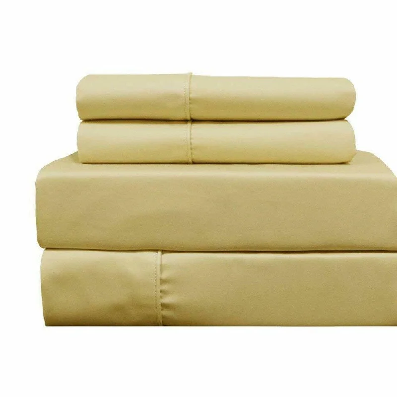 King - Size Sheet Sets with a Decorative Pillow Set400 Thread Count Linens 4-Piece Set 100% Cotton King Bed Sheet Gold