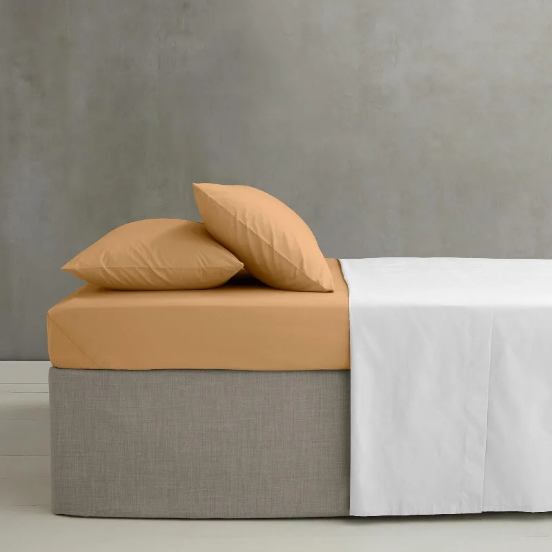 Thermal - Regulating Bamboo Sheets for All - Season ComfortEasy-Iron Percale Extra Deep Fitted Sheet Caramel