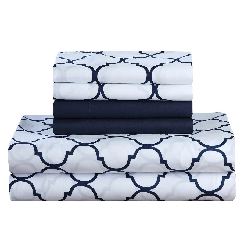 Polyester - Cotton Blend Sheets for Durability and ComfortCopper Grove Coola 6-piece Navy Bed Sheet Set