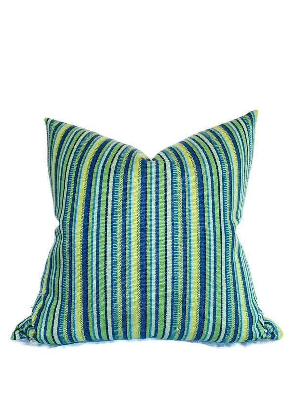 Silk Pillows for Smooth Skin and HairSchumacher Primavera Stripe Indoor Outdoor Pillow Cover in Meadow