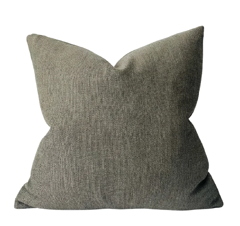 Square Pillows for Modern Home DecorOutdoor Woven Pillow Cover in Pewter