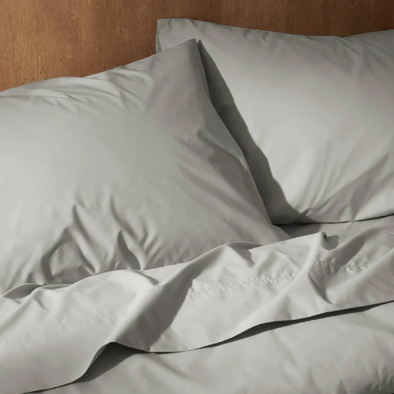 King - Size Sheet Sets with a Decorative Pillow SetOrganic Cotton Percale Fitted Sheet - Stone Grey