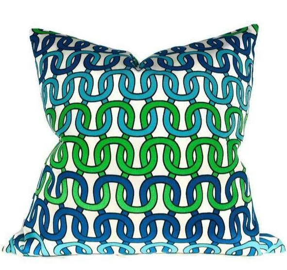 Soft and Fluffy Pillows for Bedroom ComfortSchumacher Trina Turk Loop De Loop Outdoor Pillow Cover in Azure