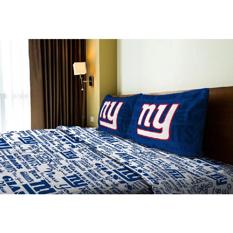 Queen - Size Sheet Sets with a European Pillowcase SetNFL 821 NY Giants Anthem Full Sheet Set