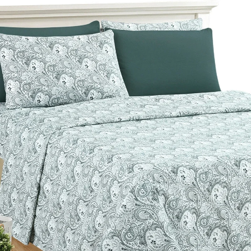 Quilted Cotton Sheets for a Warm and Inviting Bed6 Piece 1800 Series Egyptian Paisley Sheet Set King White Grey