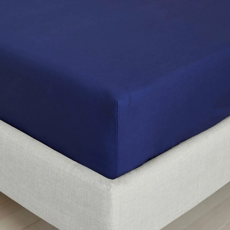 Polyester - Cotton Blend Sheets for Durability and Comfort200TC Cotton Percale Fitted Sheet Navy