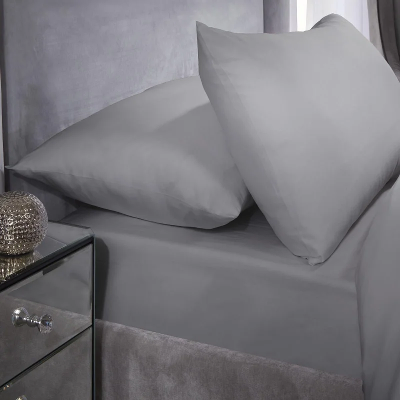 Fitted Sheets with Reinforced Corners for Long - Lasting UseEgyptian Cotton 200 Thread Count Silver 25cm Fitted Sheet