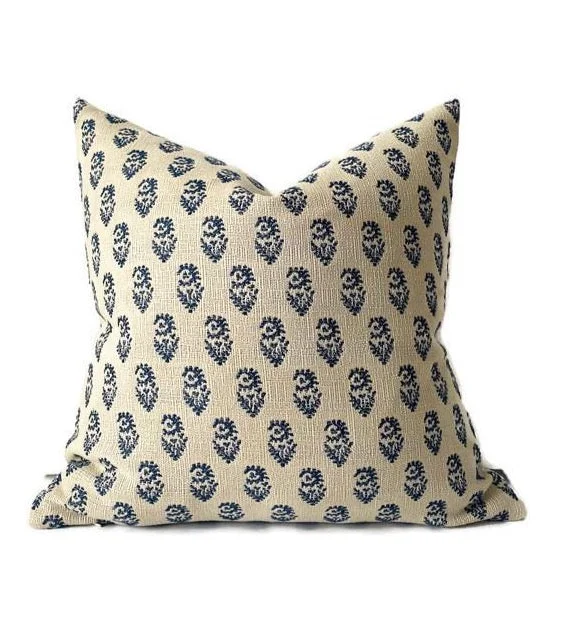 Cooling Pillows for Hot SleepersPeter Dunham Rajmata Pillow Cover in Indigo on Natural, Indoor/Outdoor Pillows