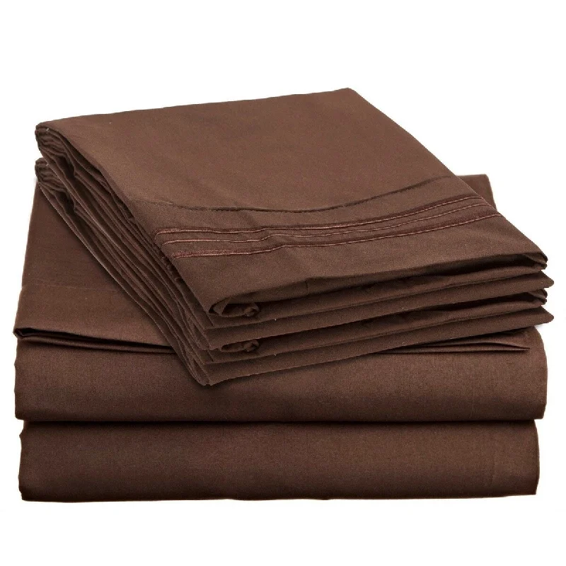 Twin - Size Sheet Sets with a Pillow Protector4 Piece 1600 Count Super Soft Sheet Set Queen Brown