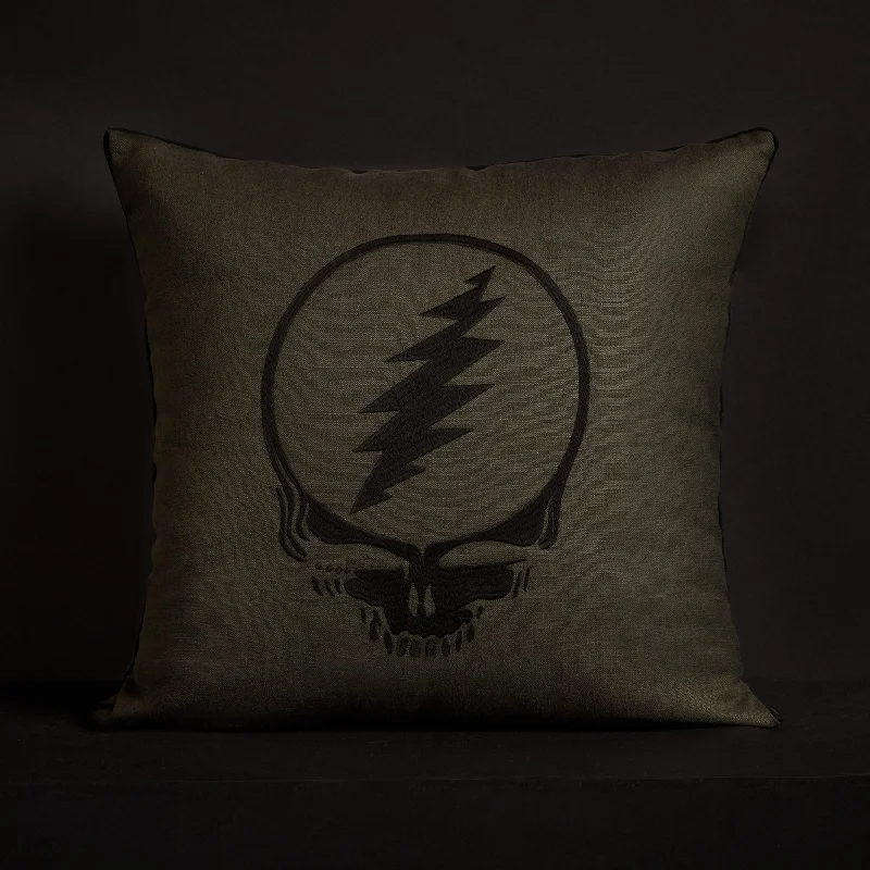 Velvet Pillows for a Touch of EleganceGrateful Dead Throw Pillow with Piping - Cafe Noir/Black