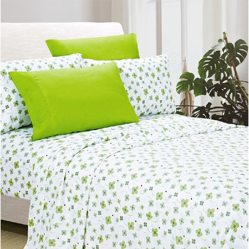 Rayon - Cotton Sheets for a Breathable and Soft Blend6-Piece Egyptian Comfort 1800 Series Ultra Full Floral Bees