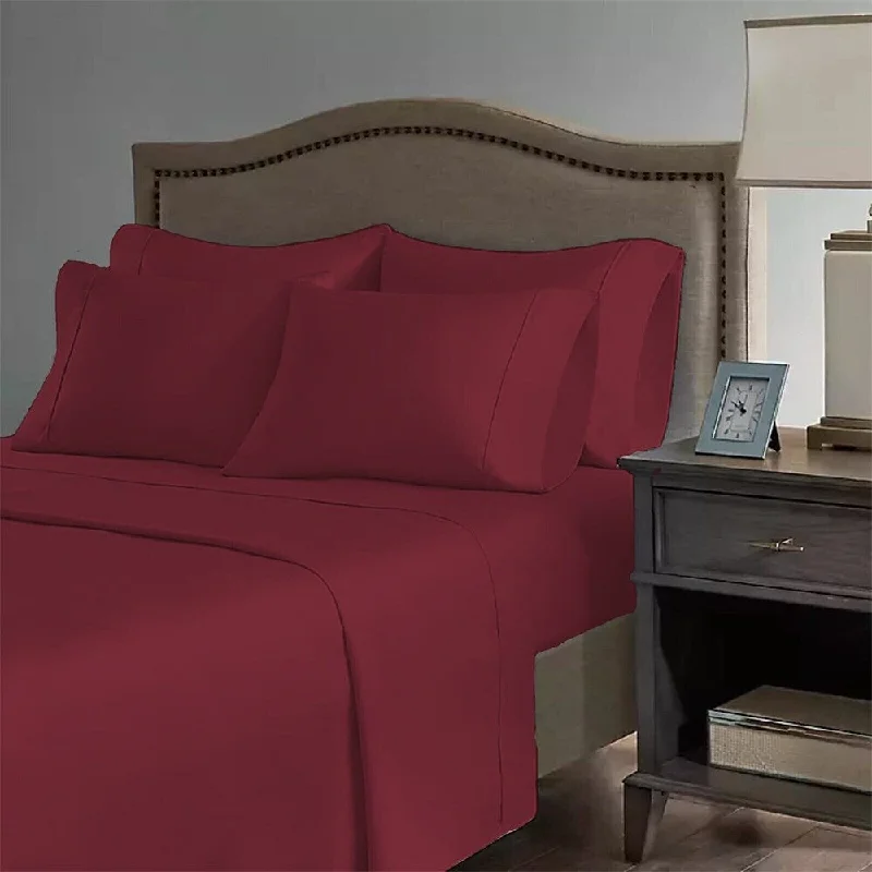 Flat Sheets with a High - Quality Finish for a Luxurious Look2200 Count 6 Pc Premium Bamboo Deep Pocket Twin Sheet Burgundy