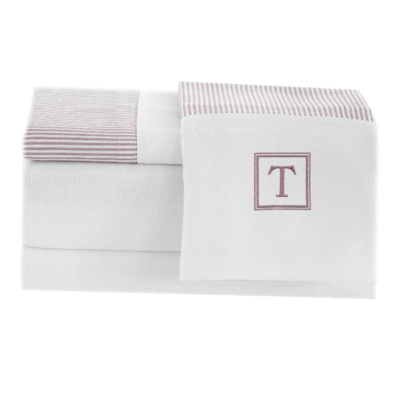 Sheet Sets with Multiple Pillowcase OptionsPamuk Luxury Monogrammed Taupe Beige Stripe 300 Thread Count 100-percent Turkish Cotton 4-piece Sheet Set