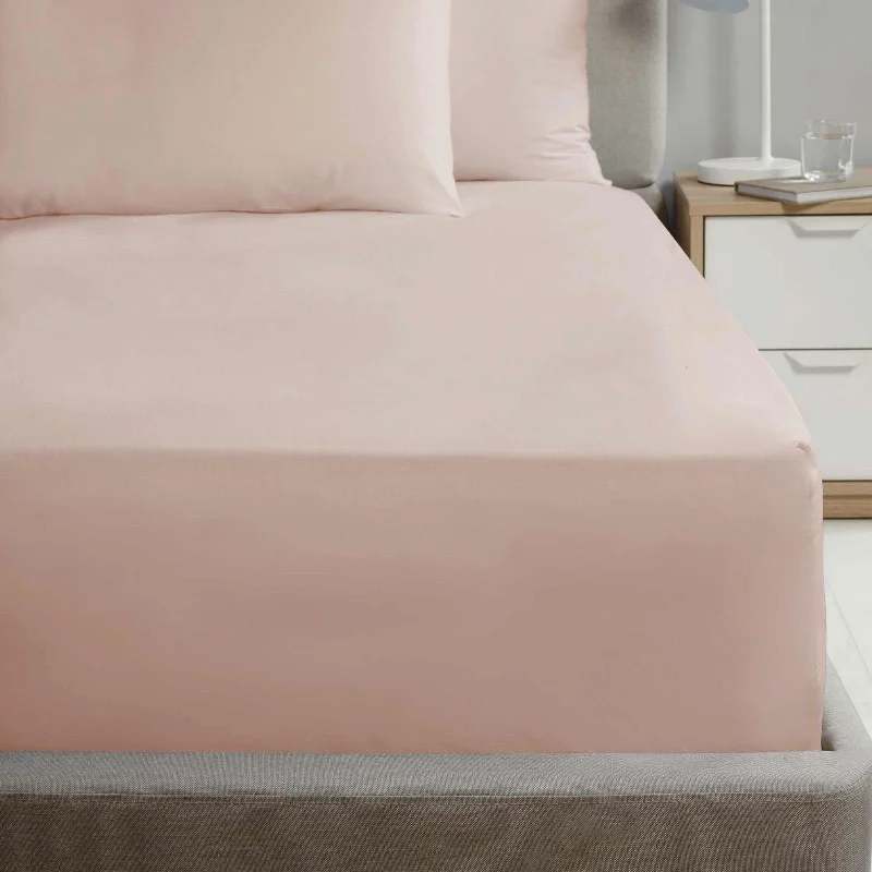 Wrinkle - Free Polyester Sheets for a Low - Maintenance BedPercale Fitted Sheet Blush