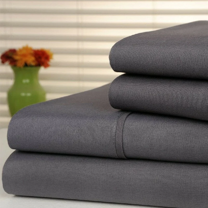 Polyester - Cotton Blend Sheets for Durability and ComfortAnti-Microbial 4-Piece Sheet Set Full Grey