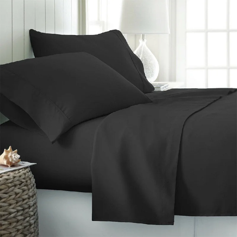 Rayon - Cotton Sheets for a Breathable and Soft BlendBlack Ultra Soft Bed Sheet Set 6 Piece Solid Black Deep Pocket King