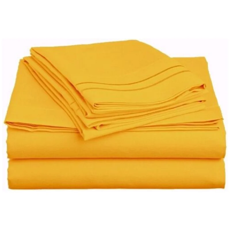 Fitted Sheets with Reinforced Corners for Long - Lasting Use4 Piece 1600 Count Super Soft Sheet Set King Yellow