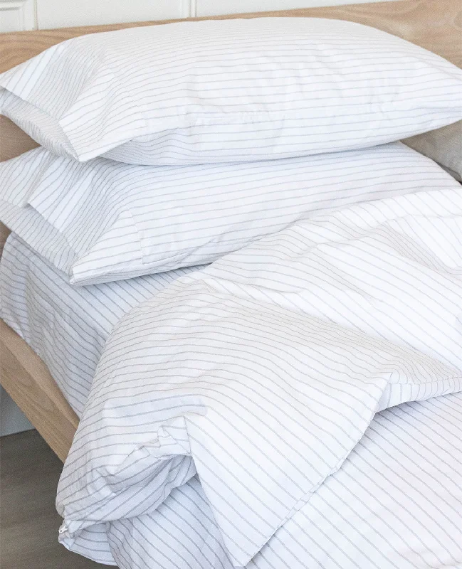 Linen - Cotton Blend Sheets for a Natural and Versatile OptionGeorgia Stripe Grey