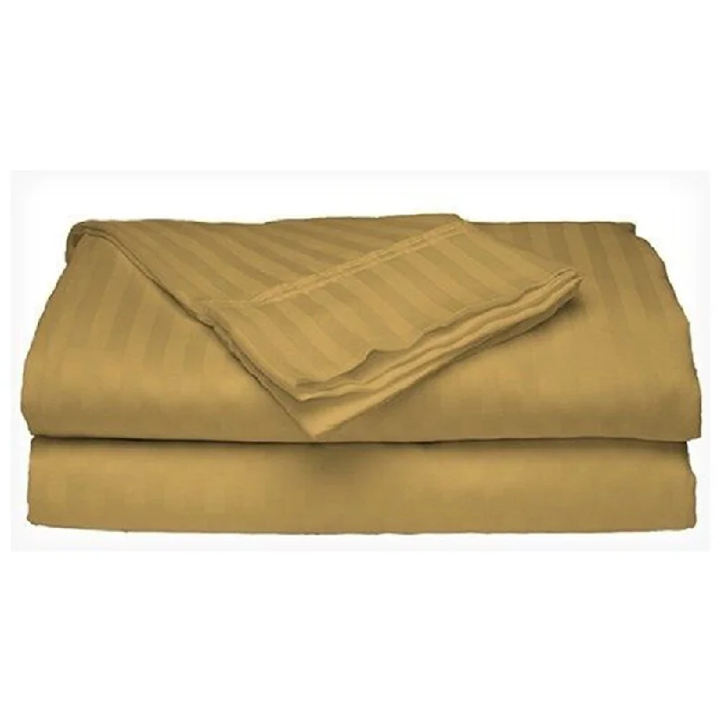 Twin - Size Sheet Sets with a Pillow Protector400 Thread Count Deluxe Cotton Dobby Stripe King Bed Sheet Gold