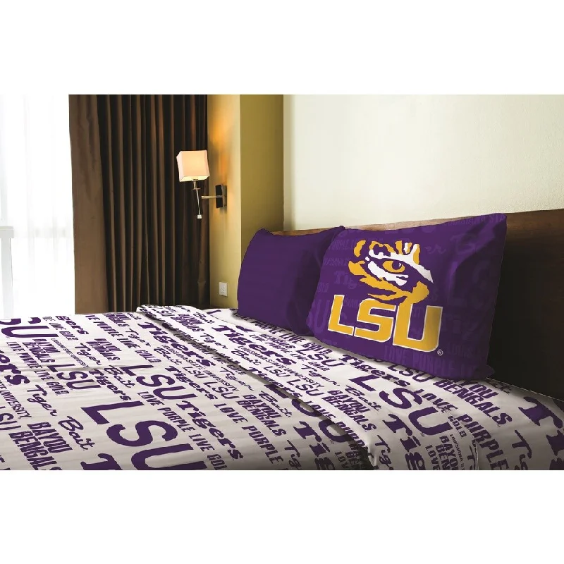 Jersey - Knit Sheets for a Comfortable and Casual BedCOL 820 LSU Twin Sheet Set Anthem - Purple